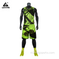 Ademende mode groene basketbaltrui en shorts set